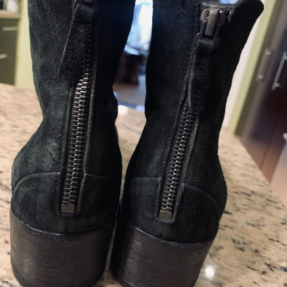 Marsell Designer Black Suede Ankle Boots with Back Zip - Women’s Size 38